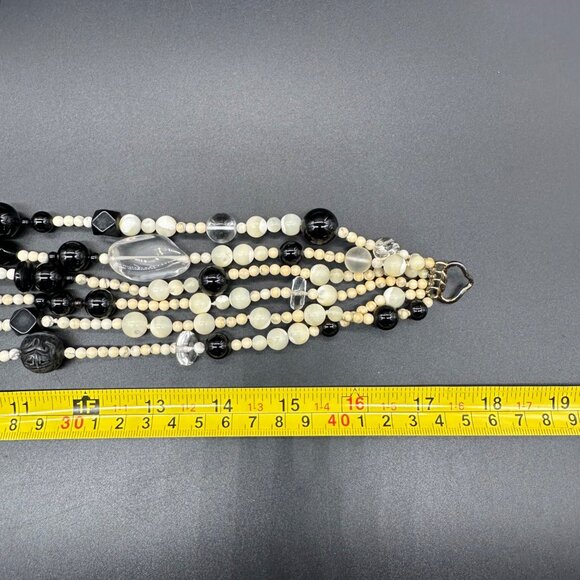 Vintage Statement Necklace Kia Yin Lo KYLO 6 Strand Stone Glass Plastic Bead 80s - Picture 9 of 9